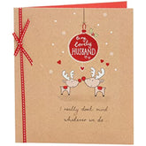 Cute Design with Reindeer and Bauble Husband Christmas Card